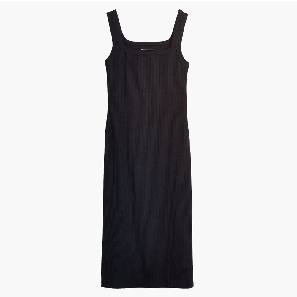 Madewell Ribbed Cotton Dress - Black - Size S